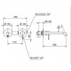 Μπαταρία Νιπτήρος Eντοιχισμού 2 Οπών La Torre Elle 316  35032-811 Rose Gold Brushed